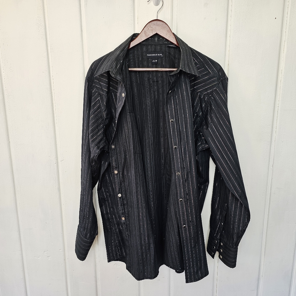 Panhandle Slim Mens 17.5 -36 Black Gold Western Style Cowboy Snap Button Top - Picture 7 of 12